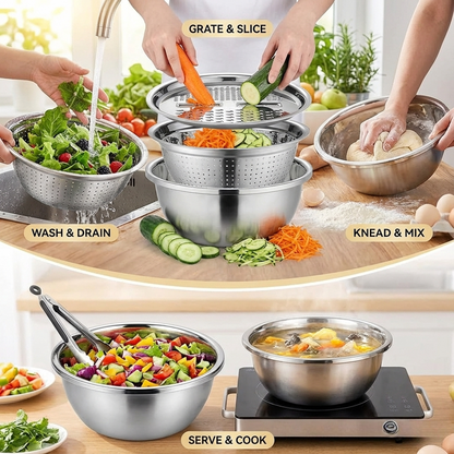3-in-1 Bowl Grater for Kitchen Prep
